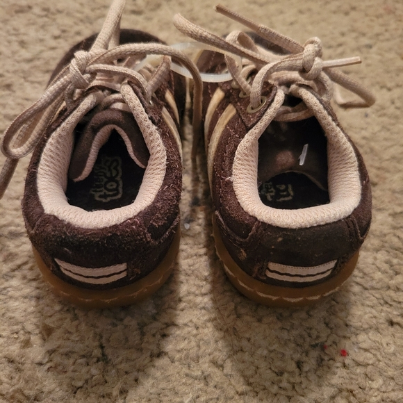 Teeny Toes Brown Lave Up Shoes Stripe Size 3 Lightly Worn - Picture 3 of 5